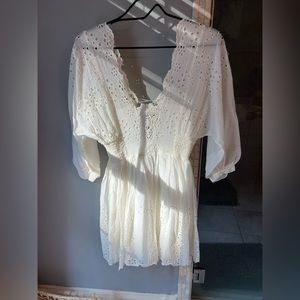 Free People eyelet white dress with corset back size XS